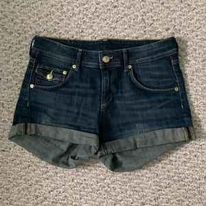 Dark wash denim shorts
